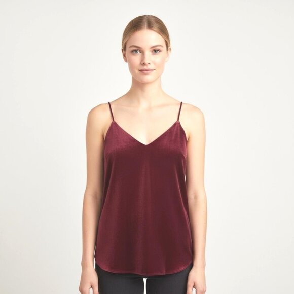 Y2K Express Deep Rose Velvet Cami Top Size XS Tank Camisole - Picture 1 of 5